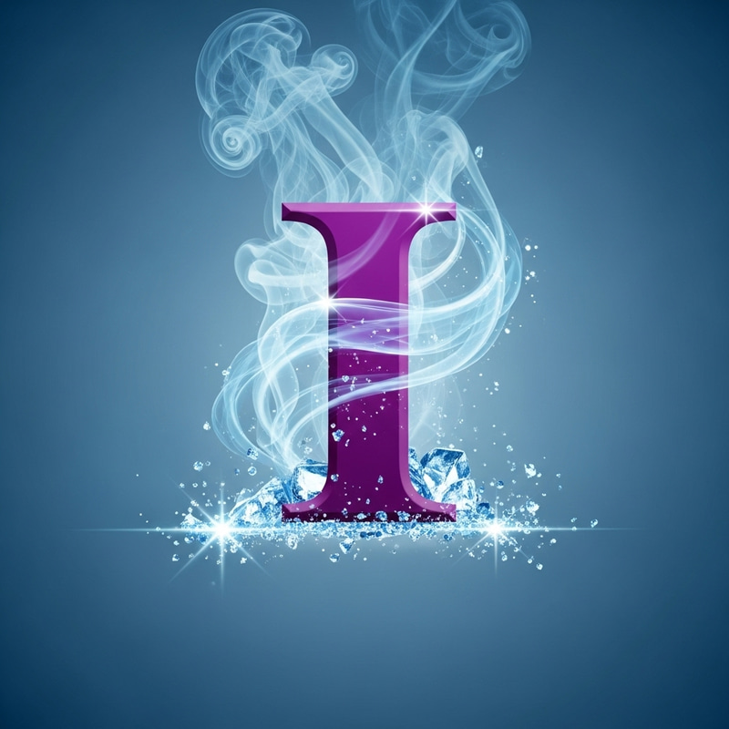 Purple Letter I Logo with Smoke and Ice Particles