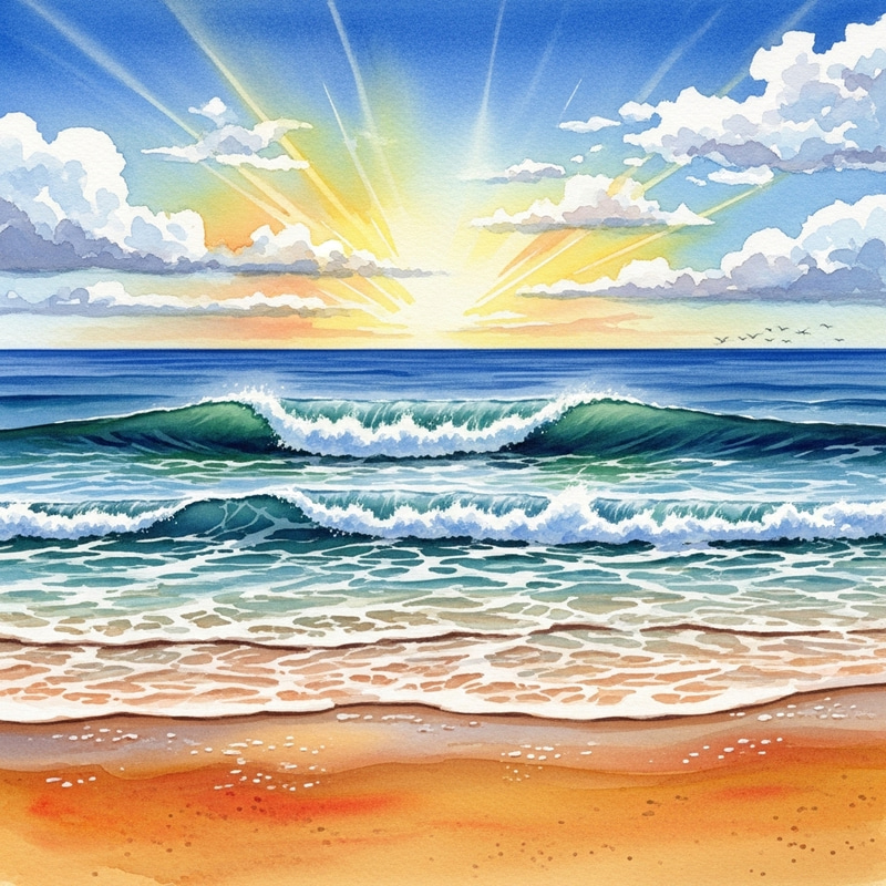 Ocean Watercolor Art: Seascapes and Sunbursts Ocean Watercolor Art: Seascapes and Sunbursts