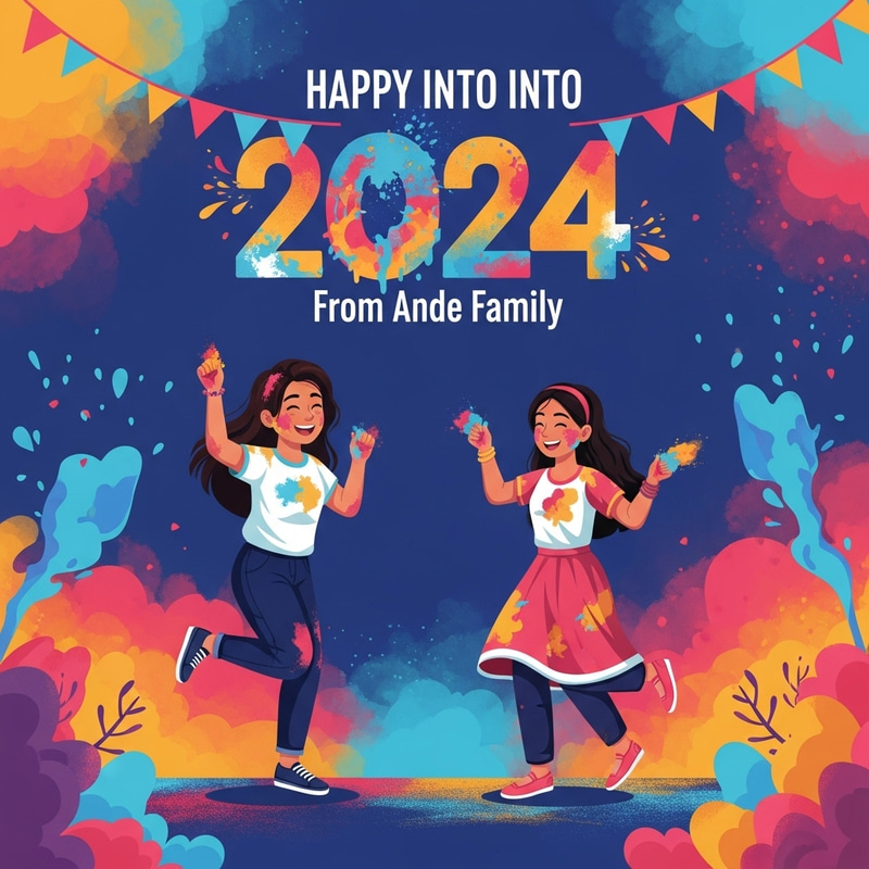 Happy New Year 2024 Image - Colorful Holi Celebration by Ande Family Happy New Year 2024 Image - Colorful Holi Celebration by Ande Family