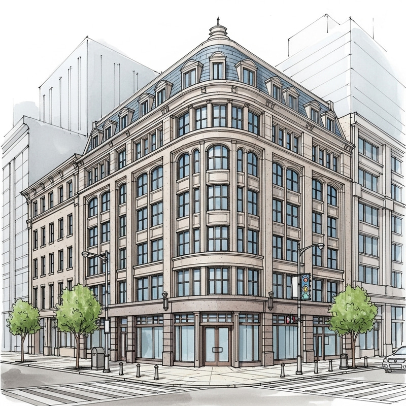 Architectural Drawing of Urban Building in Irkutsk City Architectural Drawing of Urban Building in Irkutsk City