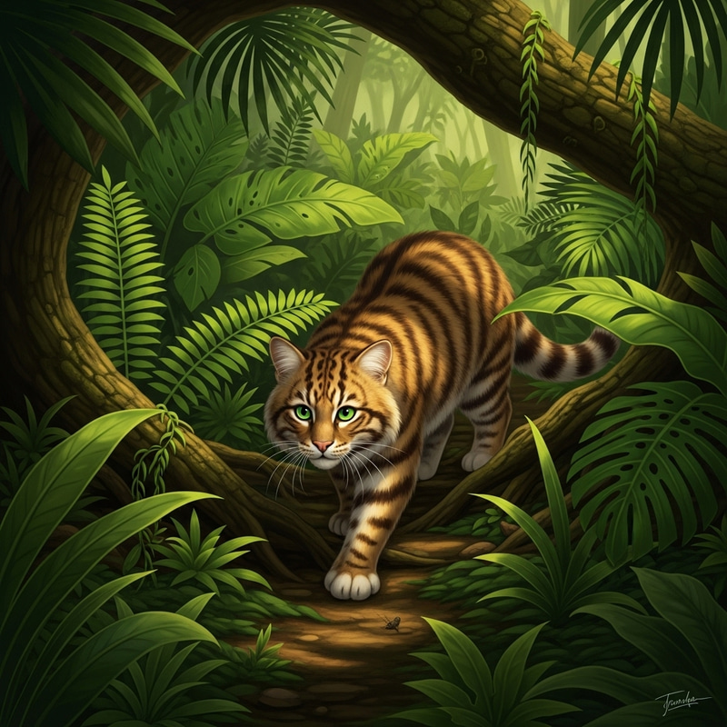 Wild Cat in Dense Jungle Wild Cat in Dense Jungle