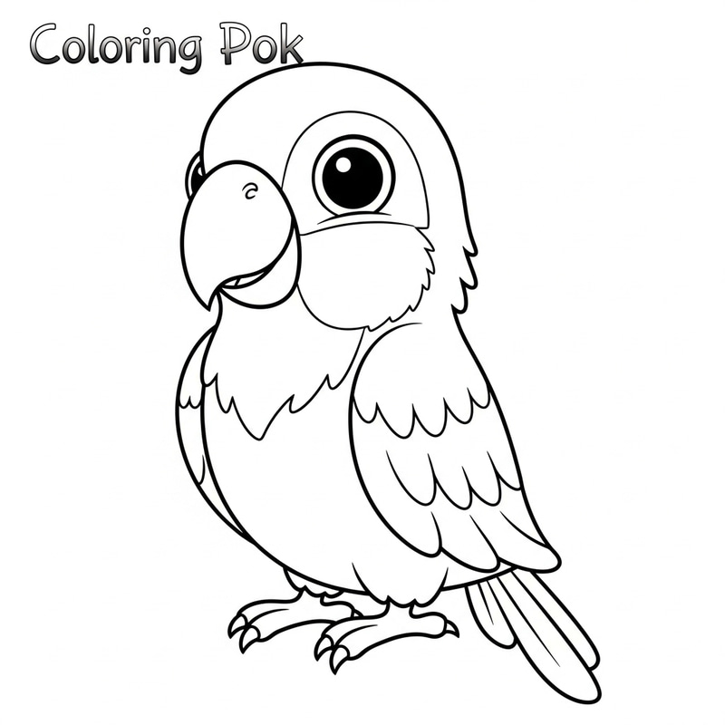 Cute Playful Parrot Coloring Page for Kids Cute Playful Parrot Coloring Page for Kids
