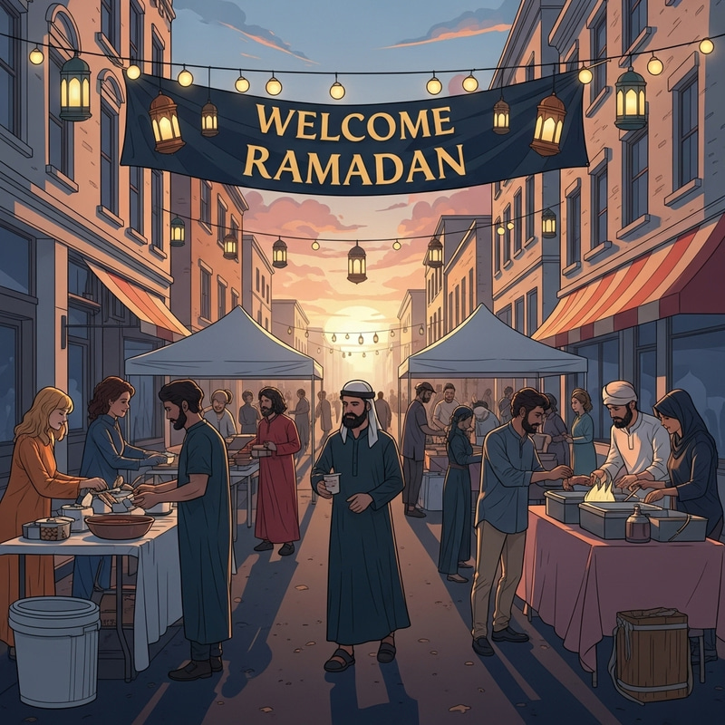 Welcome Ramadhan Street Scene | Diverse Decorations & Food Stalls