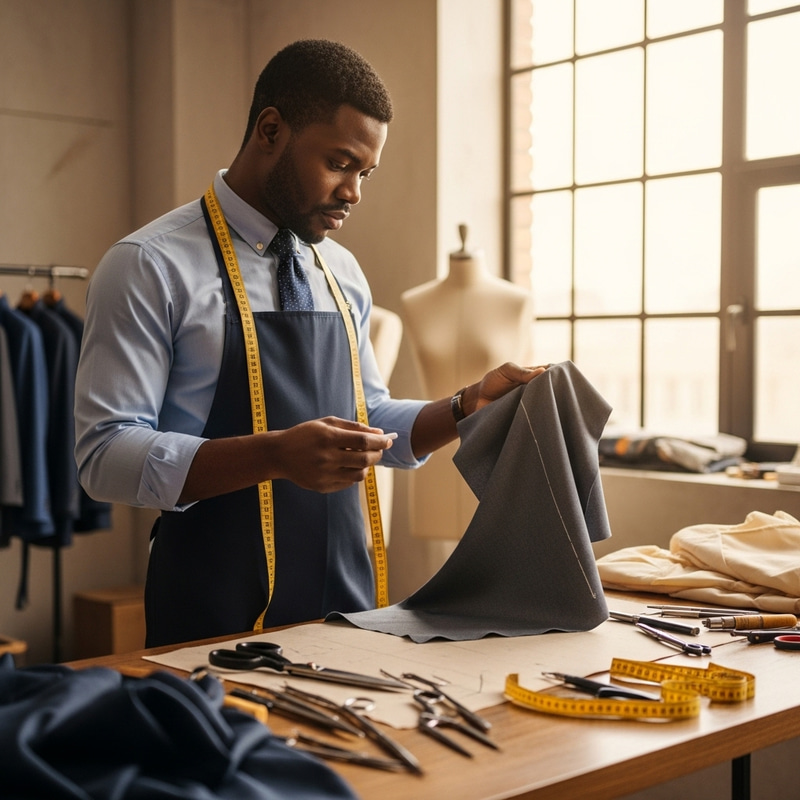 Black Male Tailor Designing Cloth for Professional Look