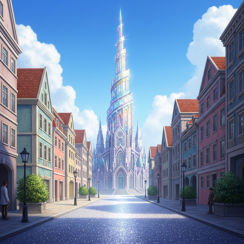 Grand Fantasy City with Crystal Tower and Cathedral | Enchanted Urban Landscape Grand Fantasy City with Crystal Tower and Cathedral | Enchanted Urban Landscape