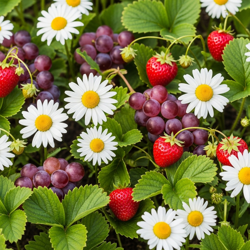 Vibrant Daisies, Strawberries & Grapes: A Summer Delight Vibrant Daisies, Strawberries & Grapes: A Summer Delight