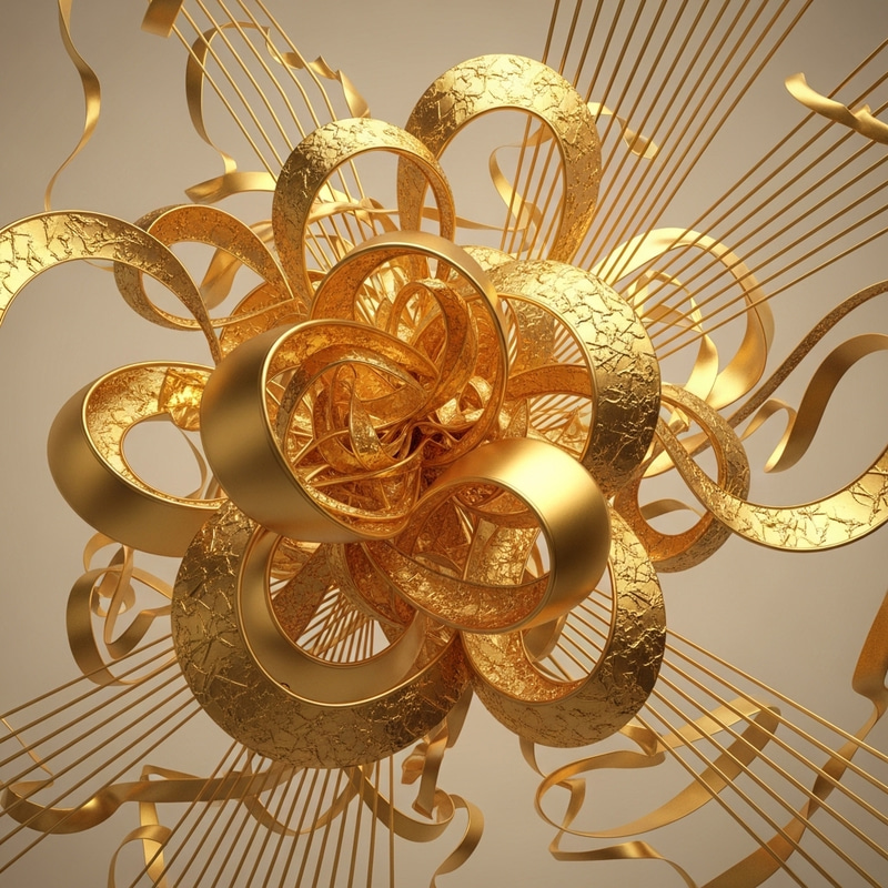 Golden Foil Abstract Shapes: A Captivating Display for Art Lovers