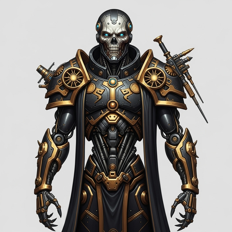 Intimidating Cyborg - Metallic Humanoid in Black and Gold Intimidating Cyborg - Metallic Humanoid in Black and Gold