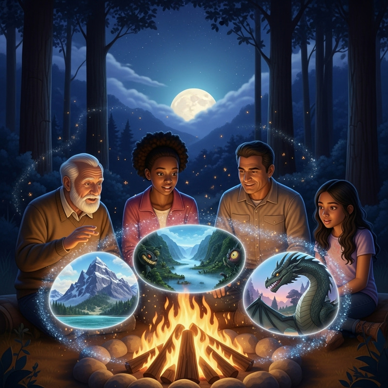 Captivating Storytelling at Twilight | Magical Tales Around Fire