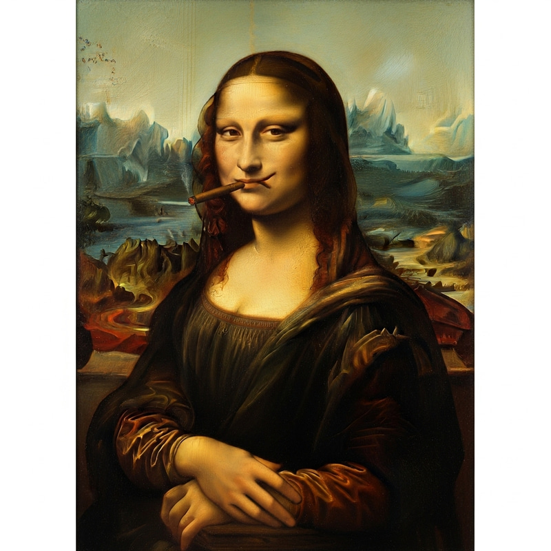 Renaissance Mona Lisa Painting with a Cigar Renaissance Mona Lisa Painting with a Cigar