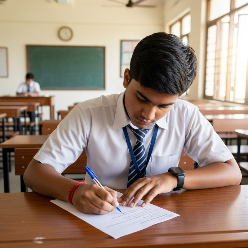 Indian School Student Taking Exam Indian School Student Taking Exam