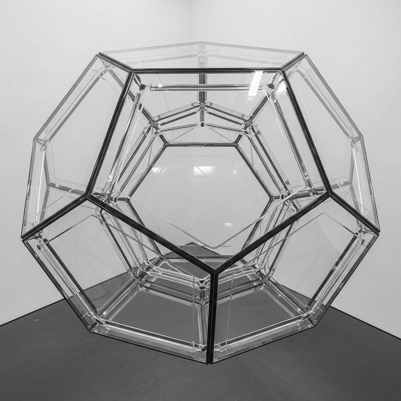 Icosahedron Glass Sculpture: Minimalistic Geometric Art