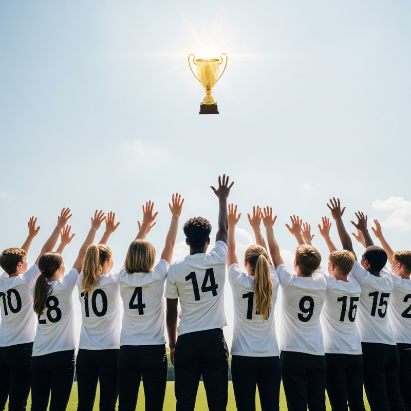 Diverse Teens Strive for Golden Trophy on Football Field