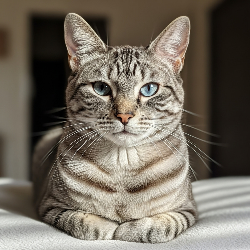 Closeup Image of House Cat with Striking Blue Eyes Closeup Image of House Cat with Striking Blue Eyes