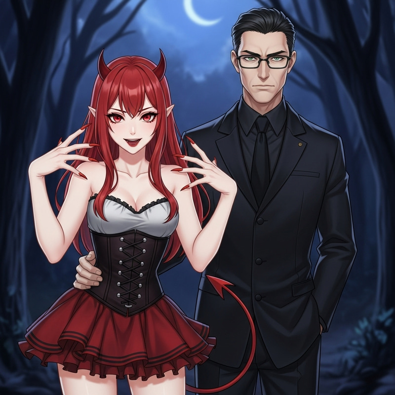 Fiery Demon vs. Stern Authority in Night Forest Fiery Demon vs. Stern Authority in Night Forest