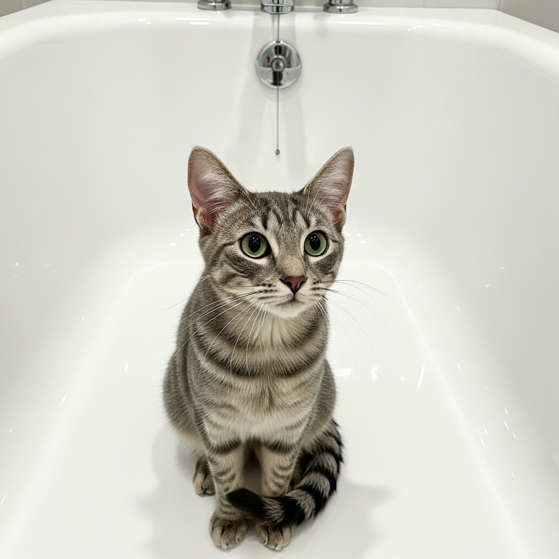 Curious Cat in an Empty Bathtub Curious Cat in an Empty Bathtub