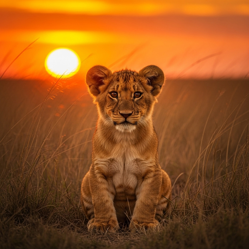 Tiny Lion Cub on Savannah | Wildlife Photography Tiny Lion Cub on Savannah | Wildlife Photography