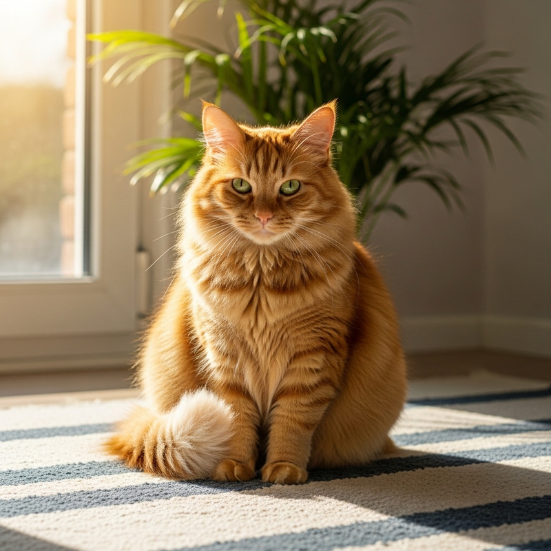 Vibrant Orange Fur on a Medium-Sized Domestic Cat