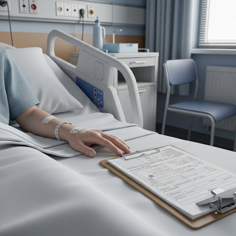 Teenager's Hand in Hospital Bed | Medical Care Scene Teenager's Hand in Hospital Bed | Medical Care Scene