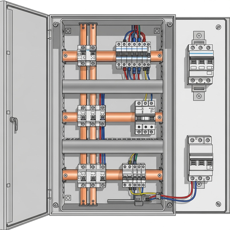 Vector Drawing of Copper Lamellas Electrical Panel