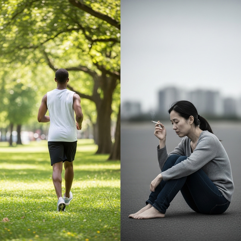 Healthy vs. Smoker: Contrasting Lifestyles in Nature's Embrace
