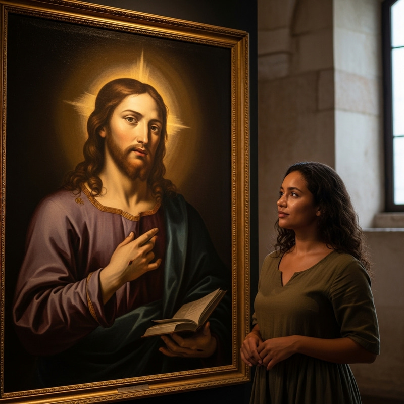 Cinnamon-Toned Woman Before Jesus of Nazareth - Biblical Encounter