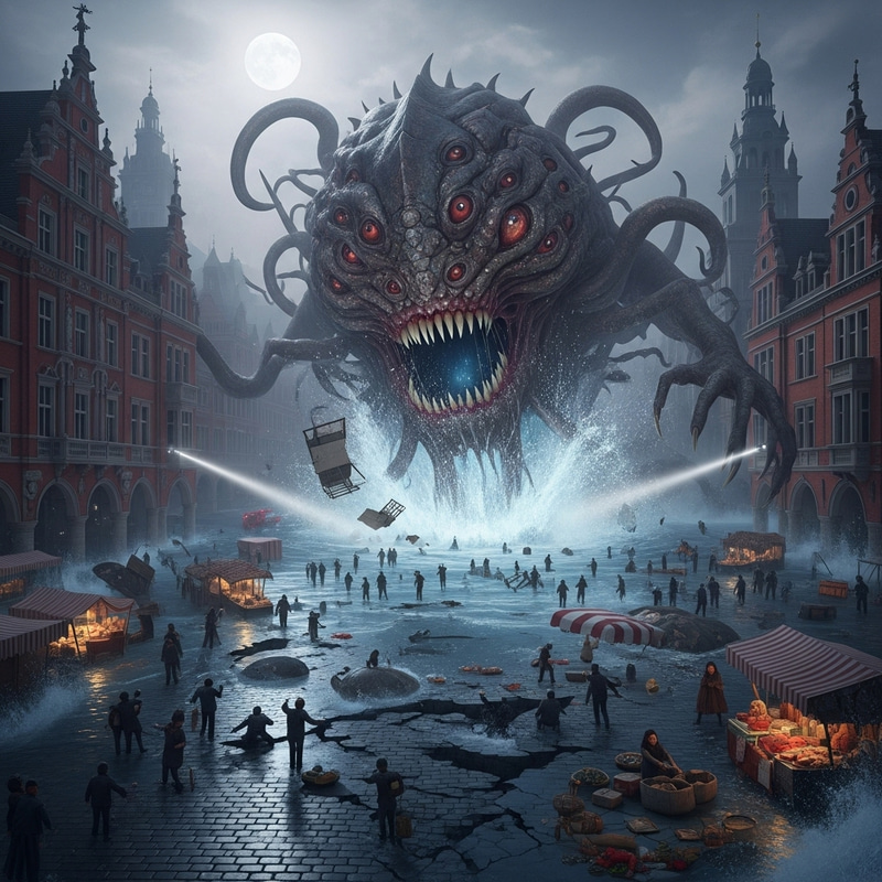 Cthulhu Rampages in Red Square, Moscow
