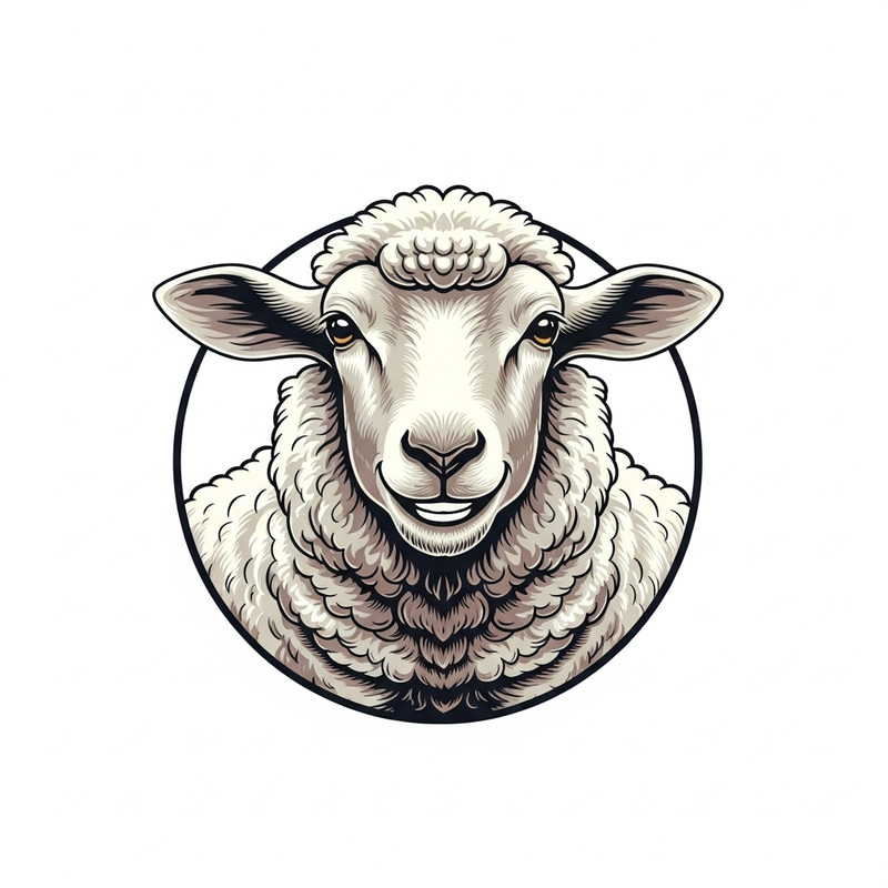 Detailed Cheerful Sheep Logo Design Detailed Cheerful Sheep Logo Design