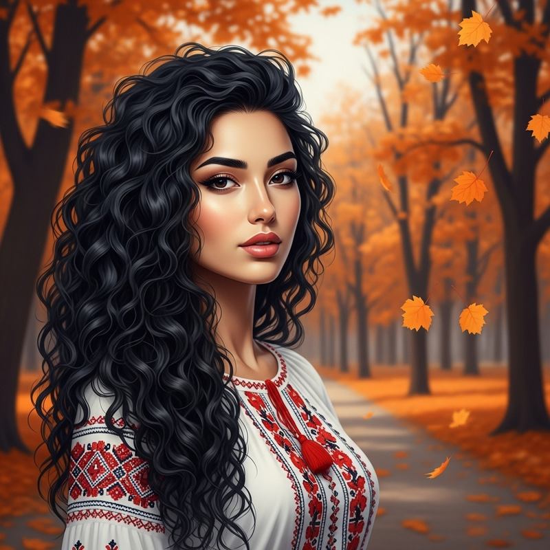 Fotorealistic Beautiful Girl in Traditional Blouse Fotorealistic Beautiful Girl in Traditional Blouse