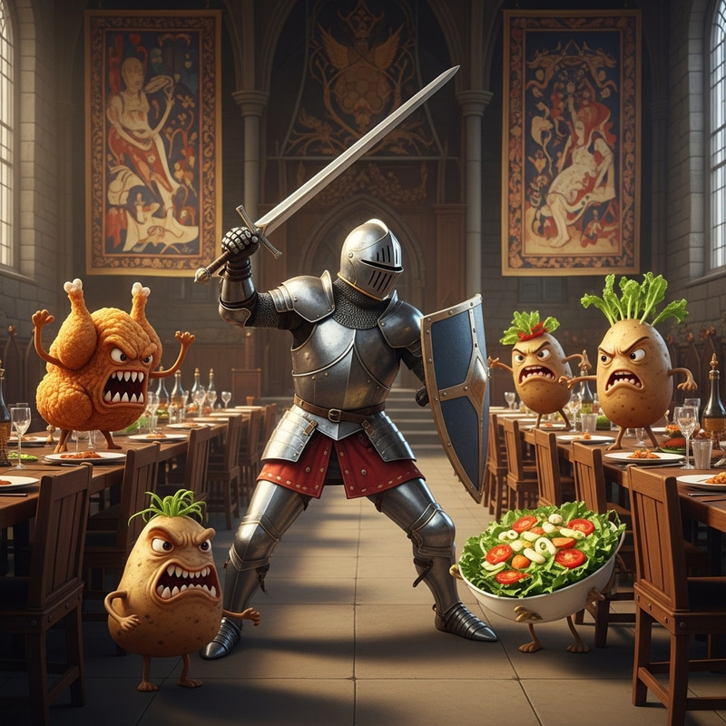 Epic Battle of Knight vs. Food