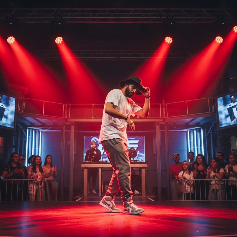 Hip-Hop Stage Dancer in Red Spotlights | Urban Dance Performance Hip-Hop Stage Dancer in Red Spotlights | Urban Dance Performance