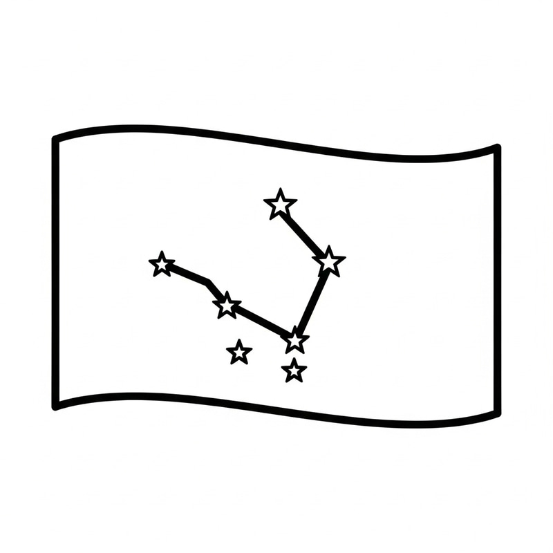 Alaska Flag in Black and White Line Art