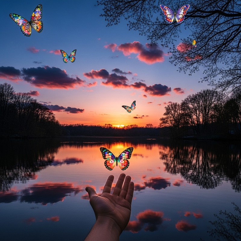 Release, Dreamy Lake Scene at Twilight Hour Release, Dreamy Lake Scene at Twilight Hour