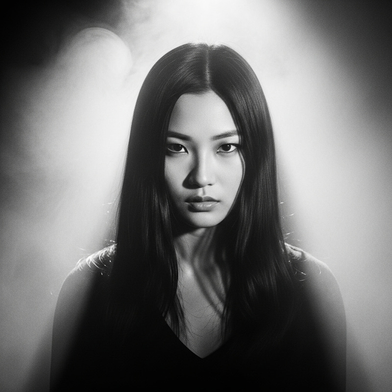 Enigmatic Asian Woman: Intrigue & Mystery in Monochrome Enigmatic Asian Woman: Intrigue & Mystery in Monochrome