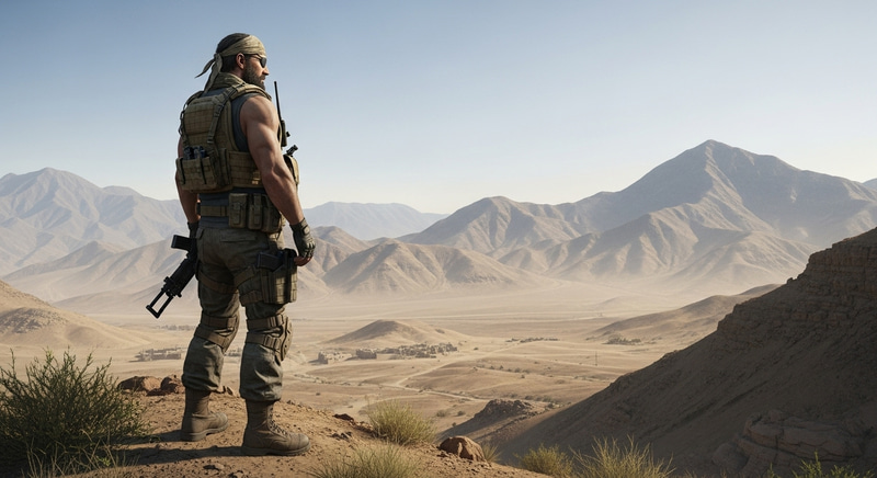 Metal Gear Solid 5: Big Boss Gazes at Afghan Desert Panorama Metal Gear Solid 5: Big Boss Gazes at Afghan Desert Panorama