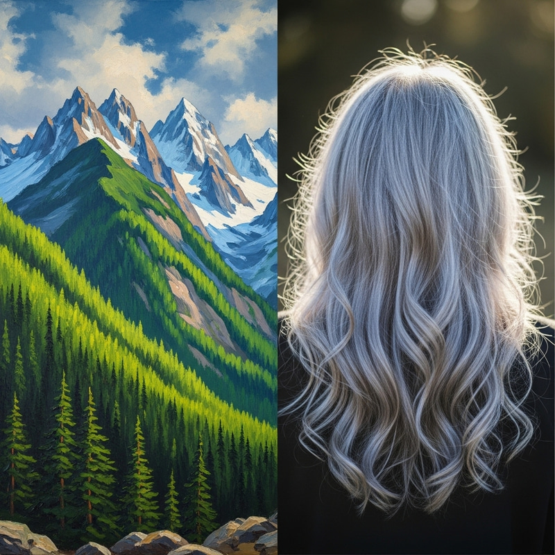 Serenity Amongst Nature: Majestic Mountains & Silver Locks Serenity Amongst Nature: Majestic Mountains & Silver Locks
