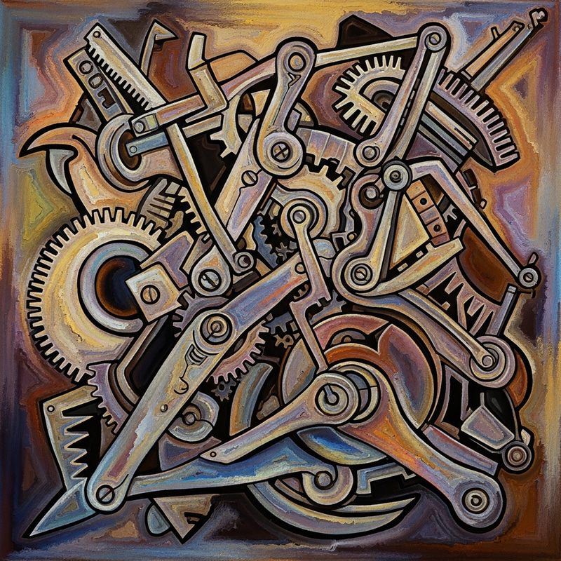 Mechanical Engineering Inspired Abstract Expressionism