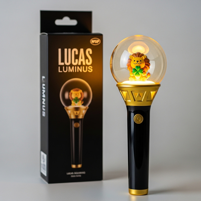 Kpop Lightstick 'LUCAS LUMINUS' - Black & Gold Design Kpop Lightstick 'LUCAS LUMINUS' - Black & Gold Design