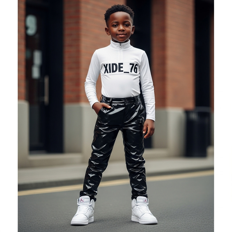 Stylish Black Boy in White Jordan Shoes and Xide_76 Pullover Stylish Black Boy in White Jordan Shoes and Xide_76 Pullover