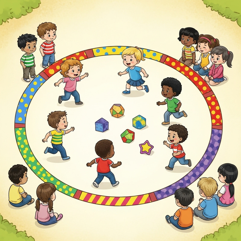 Diverse Children Playing Within Colorful Boundary Circle Diverse Children Playing Within Colorful Boundary Circle