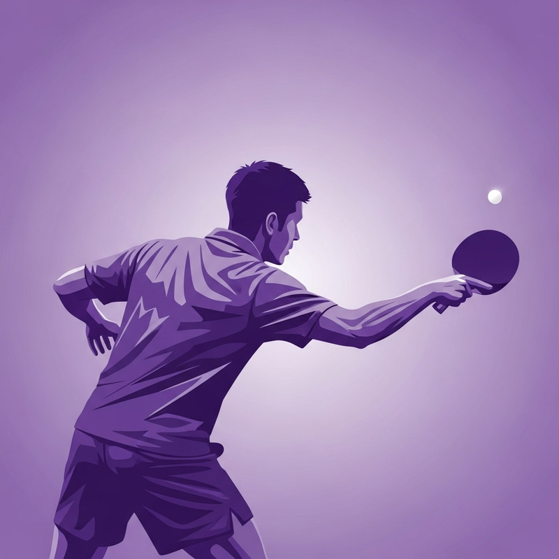 Dynamic Table Tennis Player in Violet | Minimalist Sport Imagery