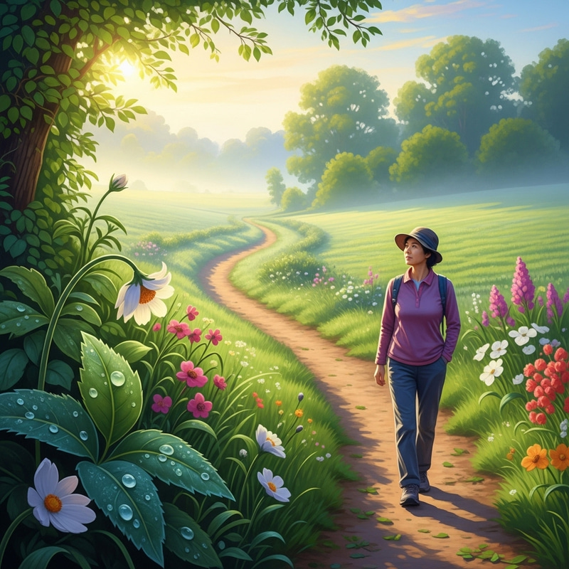 Morning Serenity: A Timeless Landscape of Peaceful Morning Walk Morning Serenity: A Timeless Landscape of Peaceful Morning Walk