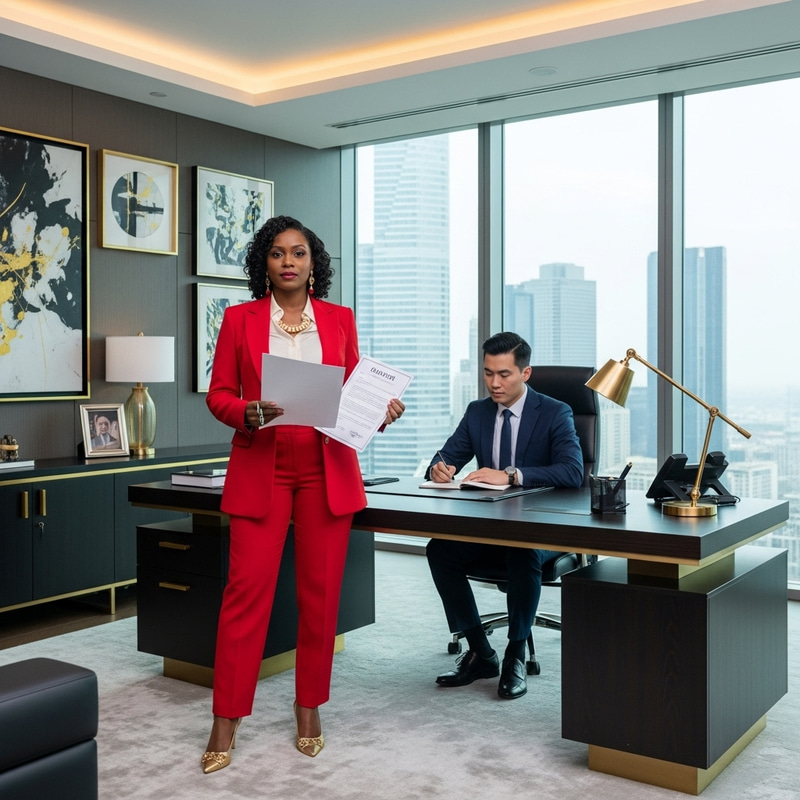 Confident Black Woman CEO in Opulent Office | Elegant Professional Setting