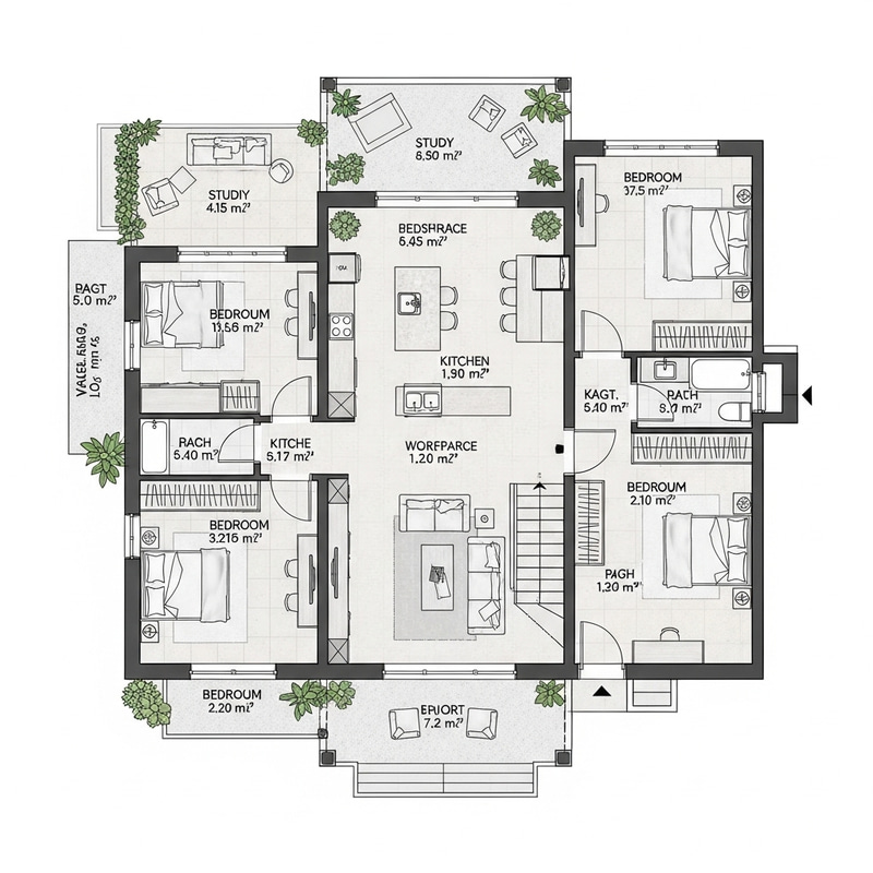 Modern Minimalist 3200 sqft House Floor Plan Modern Minimalist 3200 sqft House Floor Plan