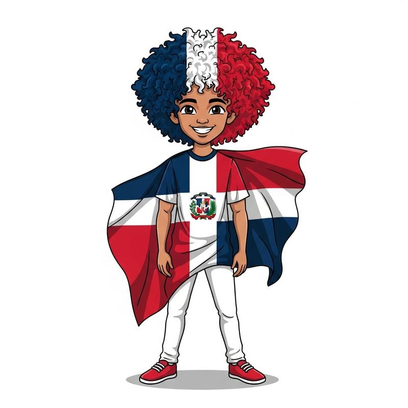 Dominican Flag Colors: Curly Hair Symbolizing National Pride Dominican Flag Colors: Curly Hair Symbolizing National Pride