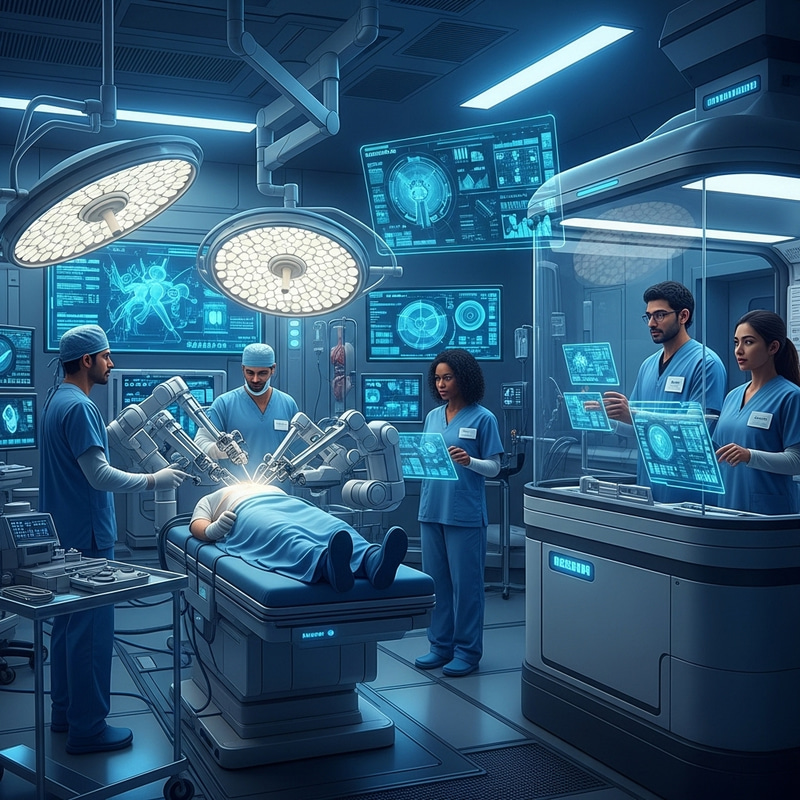 Futuristic Robotic Surgery Scene | Advanced Facility Futuristic Robotic Surgery Scene | Advanced Facility