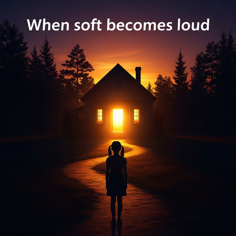 Silhouette of a Girl on a Path to a House