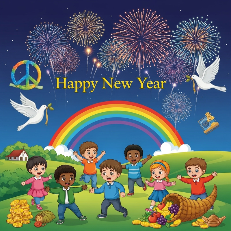 Joyful New Year Celebrations: Fireworks, Peace, and Prosperity Joyful New Year Celebrations: Fireworks, Peace, and Prosperity