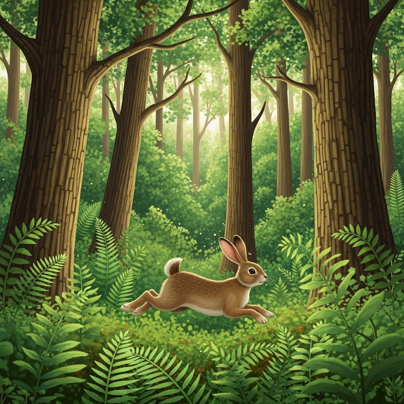 Merrily Jumping Rabbit in Enchanting Forest Merrily Jumping Rabbit in Enchanting Forest