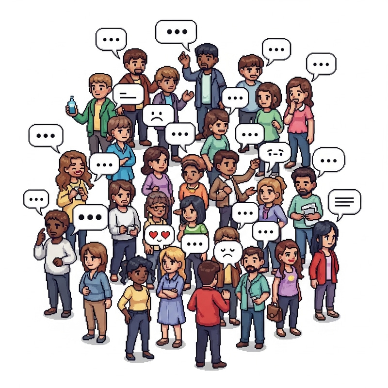 Vibrant Pixel Art People with Expressive Emotions and Speech Bubbles Vibrant Pixel Art People with Expressive Emotions and Speech Bubbles